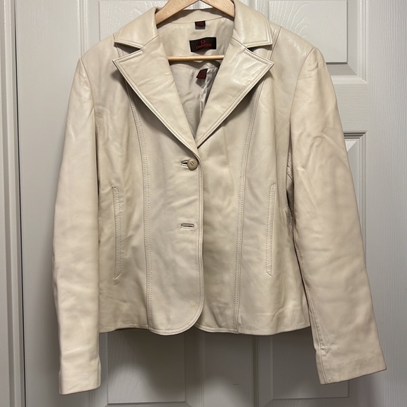 Vintage 90s Danier cream genuine leather jacket - Picture 2 of 4